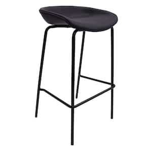Servos Modern Barstool with Upholstered Faux Leather Seat and Powder Coated Iron Frame (Black)