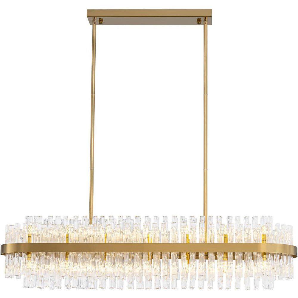 47 in. 5-Light Modern Brass Linear Rectangular Chandelier, Amber Glass Pendant Lights for Kitchen Island Dinning Room price history on PriceWatchPro