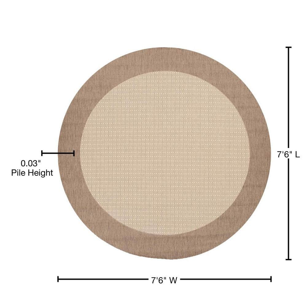 Recife Checkered Field 7'6" Round Indoor/Outdoor Rug in Natural-Cocoa