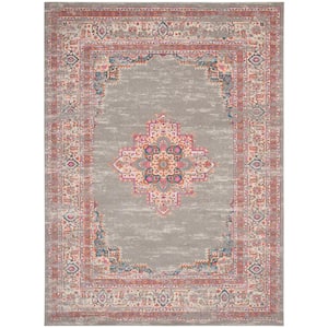 Passion Grey 12 ft. x 18 ft. Bordered Transitional Area Rug