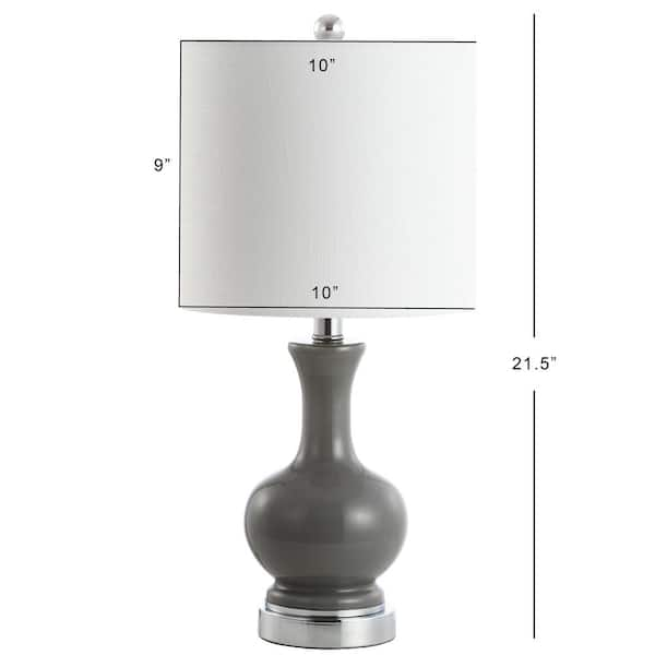 JONATHAN Y Cox 22 in. Metal/Glass LED Table Lamp, Gray (Set of 2