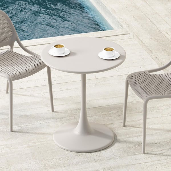 Kurv Cement Gray Metal 24 in. Pedestal Dining Table (Seats 2)