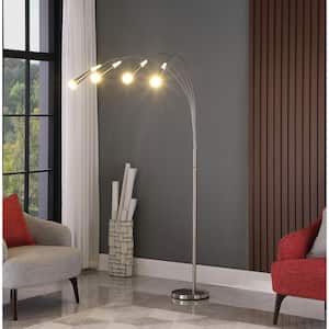 Kiery 72 in. Silver Brushed Nickel 4-Arm Aluminum Integrated LED Arc Floor Lamp