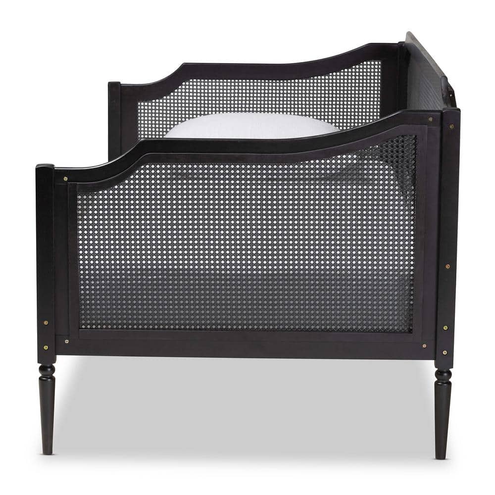 Twin Charcoal Wood and Synthetic Rattan Daybed with Slats