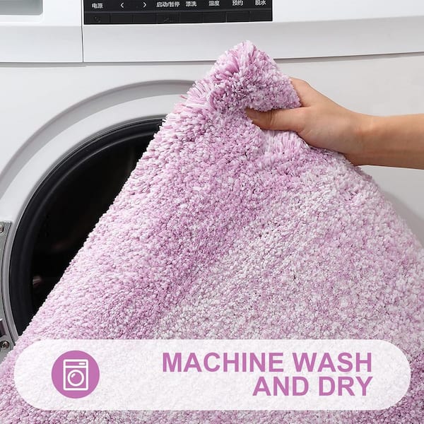 70 in. x 24 in. Purple Stripe Microfiber Rectangular Shaggy Bath Rugs