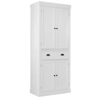 30in Kitchen Cabinet Pantry Organizers Cupboard Freestanding W/Adjustable Shelves White