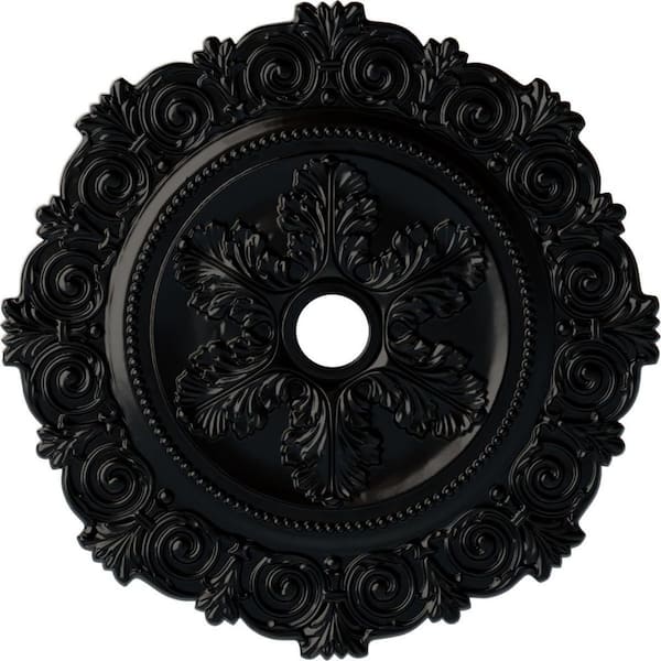 Ekena Millwork 1" x 33-1/4" x 33-1/4" Polyurethane Scroll, Hand-Painted Jet Black