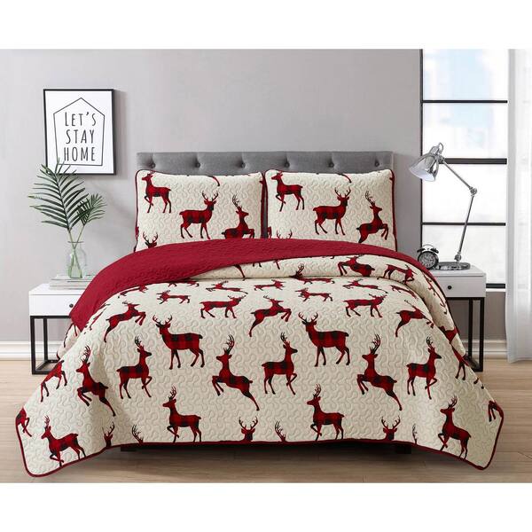 Harper Lane Claus 2-Piece White Microfiber Twin Quilt Set