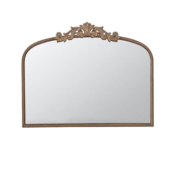 Anky 40 in. W x 31.2 in. H Glass Framed Gold Wall Mounted Decorative Mirror