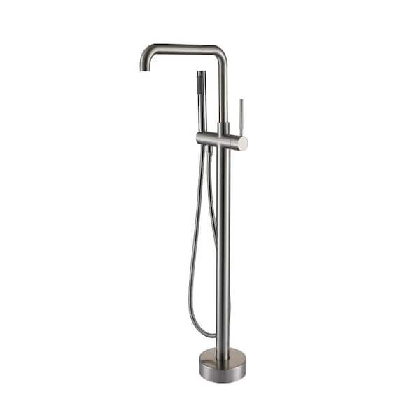 Maincraft Single-Handle Freestanding Tub Faucet with Hand Shower in Brushed Nickel