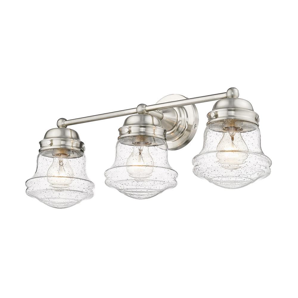 Vaughn 22 5 In 3 Light Brushed Nickel Vanity Light With Glass Shade vaughn-22-5-in-3-light-brushed-nickel-vanity-light-with-glass-shade