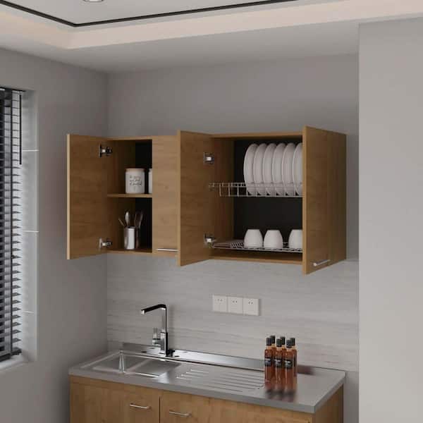 Unbranded 47 in.Wx 13 in.Dx 23 in.H Wood Ready to Assemble Wall Kitchen Cabinet Floating Kitchen Pantry Storage Cabinet in Natural