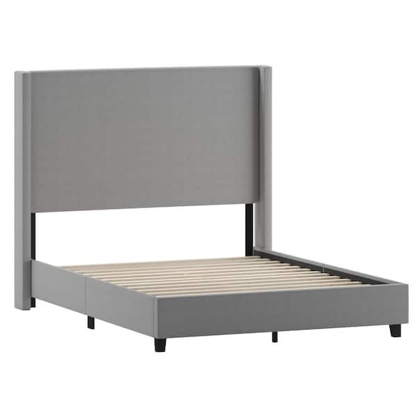TAYLOR + LOGAN Gray Wood Frame Queen Platform Bed