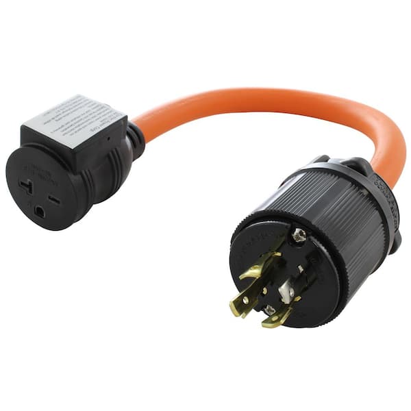 AC WORKS 1.5 ft. 20 Amp 4-Prong L14-20P Locking Plug to 6-15/20 Outlet with 20 Amp Breaker