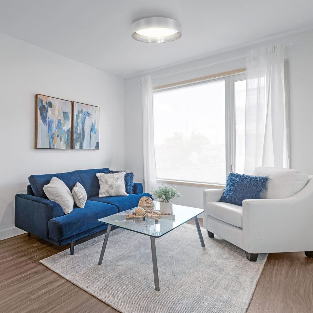 16'' Silver and White LED Drum Flush Mount Ceiling Light