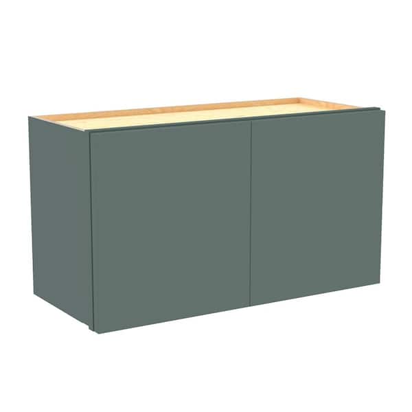 Hargrove 24 in. W x 12 in. D x 15 in. H Assembled Plywood Wall Bridge Kitchen Cabinet in Verdant Green with Soft Close