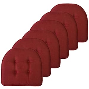 Solid U-Shape Memory Foam 17 in. x 16 in. Non-Slip Indoor/Outdoor Chair Seat Cushion (6-Pack), Wine