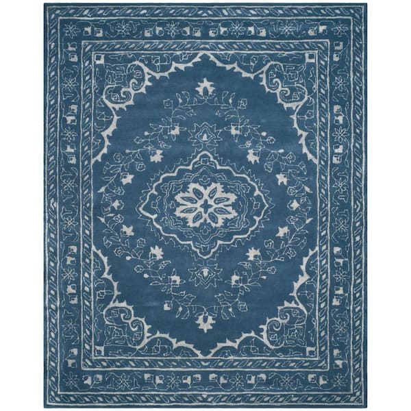 SAFAVIEH Glamour Blue 8 ft. x 10 ft. Border Area Rug