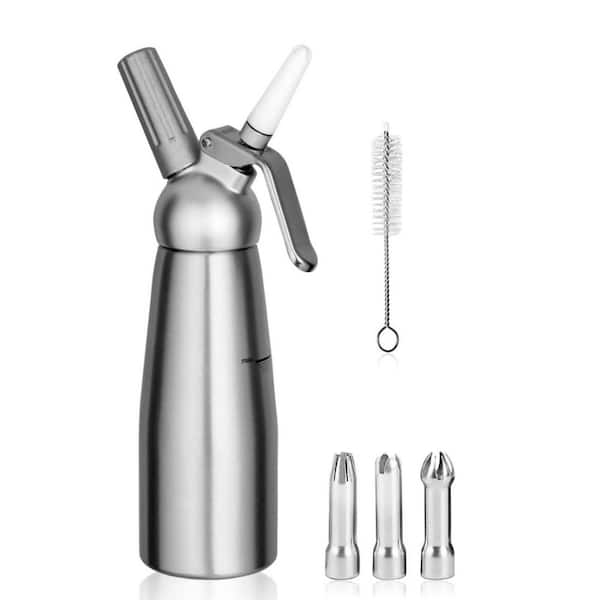 Aluminum Whipped Cream Dispenser, 500ml Cream Maker, Cream Whipper with 3 Decorating Nozzles