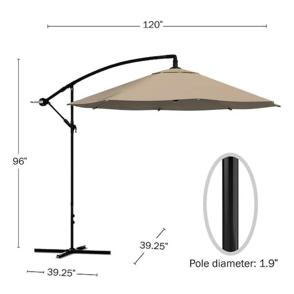 Pure Garden 10 Ft Hanging Cantilever, Patio Umbrella Pole Diameter