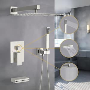 Single-Handle 3-Spray 12 in. Tub and Shower Faucet Combo with 1.8 GPM Hand Shower in Brushed Nickel (Valve Included)