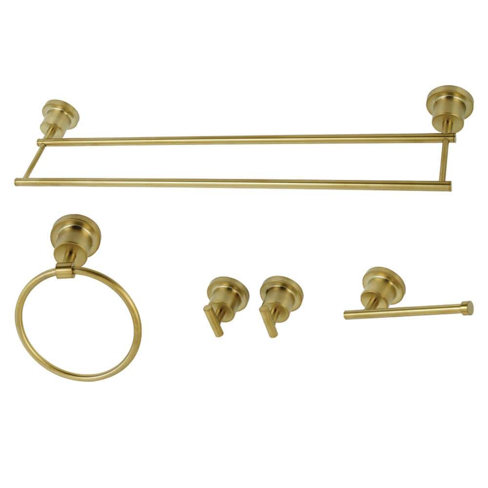 Kingston Brass Modern 5Piece Bath Hardware Set in Brushed Brass