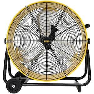 24 in. 8800 CFM BLDC Drive Drum Fan in Yellow with High Efficiency EC Motor, Variable Speed Control