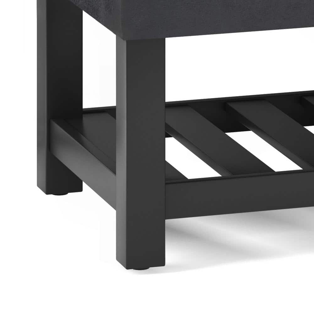 Cosmopolitan Distressed Black Tufted 44" Storage Ottoman Bench