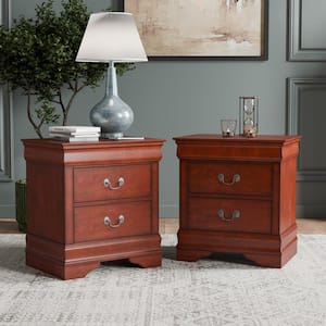 Burkhart Cherry 2-Drawer 21.63 in. W Nightstand - Set of 2