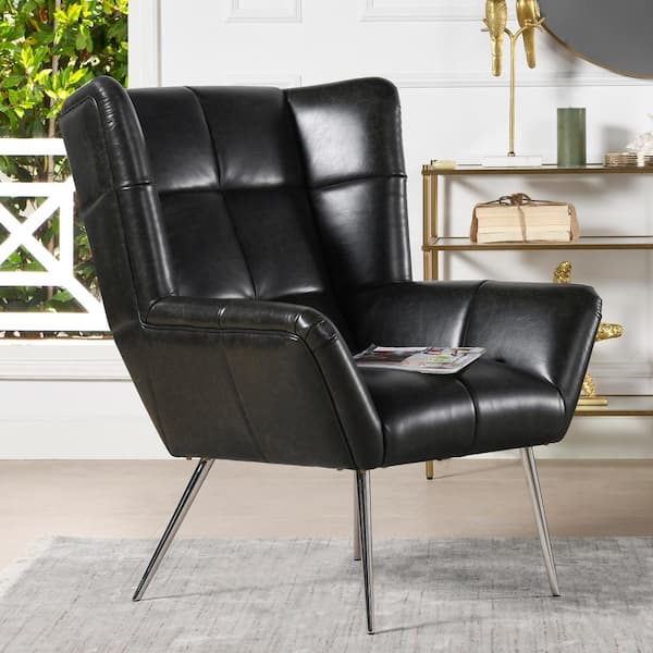 Jennifer Taylor Gerald Mid Century, Modern Leather Wingback Chair