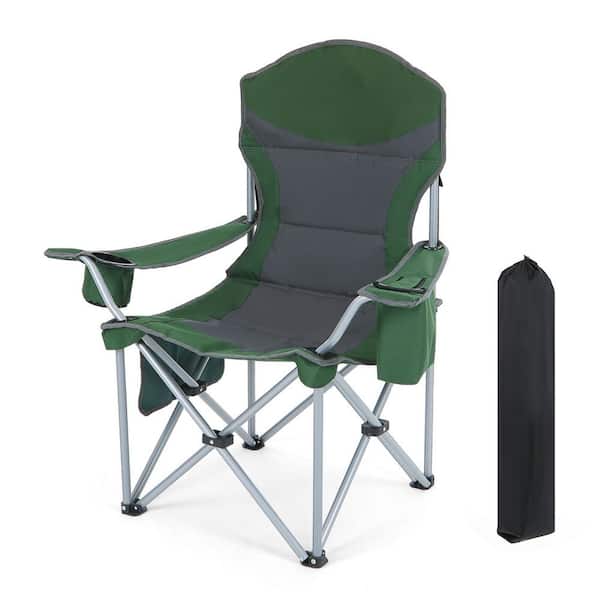 Unbranded Portable Camping Chair, Lawn Chair, Beach Chair with Armrests, Cooler, Cup Holder and Side Pocket Heavy Duty (1 Pack)
