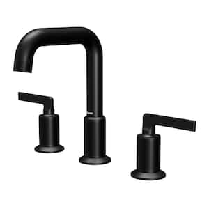 Gillingham Widespread 2-Handle Three Hole Bathroom Faucet with Matching Pop-up Drain in Matte Black