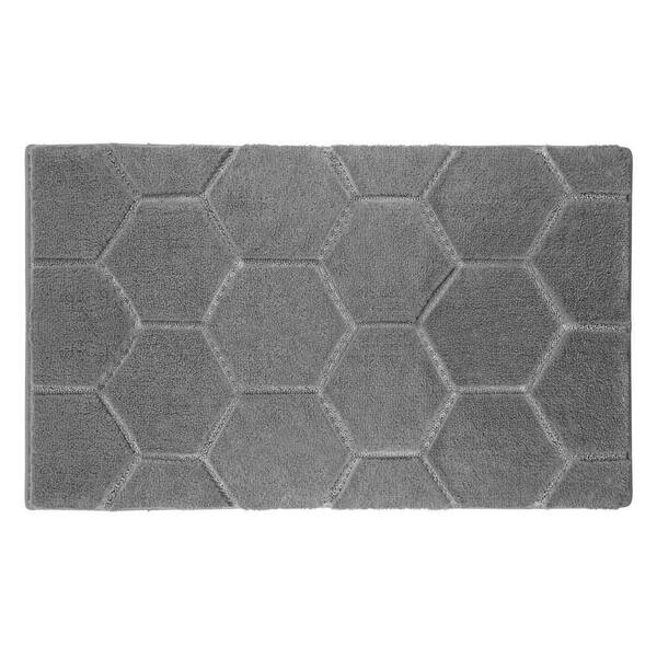 Laura Ashley Pearl Honeycomb Light Gray 17 in. x 24 in. Bath Mat