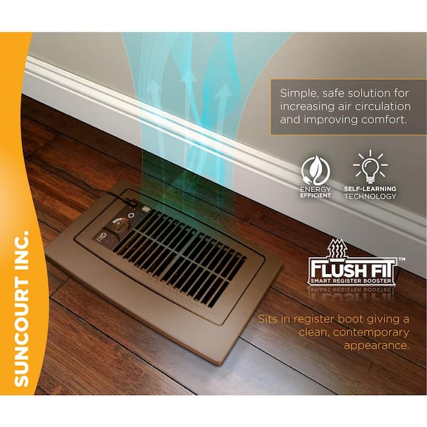 Suncourt Flush Fit Smart Register Booster Fan W- Adapter Plate - Brown