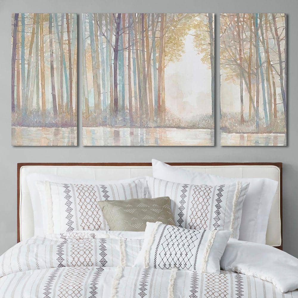 Forest Reflections Triptych by Norman Wyatt Jr. 3-Piece Canvas Wall Art Unframed 30 in. x 60 in.