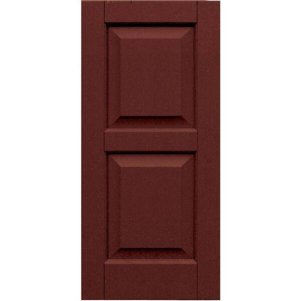 Winworks Wood Composite 15 in. x 32 in. Raised Panel Shutters Pair #650 Board and Batten Red