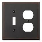 Manhattan 2 Gang 1-Toggle and 1-Duplex Metal Wall Plate - Aged Bronze