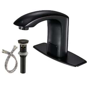 DC Powered Commercial Touchless Single Hole Bathroom Sink Faucet with Deck Plate and Pop Up Drain in Oil Rubbed Bronze
