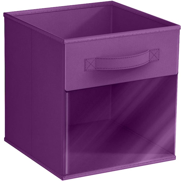 Sorbus 11 Inch Collapsible Fabric Storage Bin with Clear Window - Single Pack - Purple