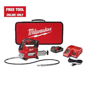M18 18V Lithium-Ion Cordless Grease Gun 2-Speed with (1) 1.5Ah Batteries, Charger, Tool Bag