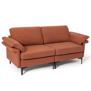 72.5 in. Width Rust Red Modern Loveseat Fabric 2-Seat Sofa Couch for Small Space with Metal Legs