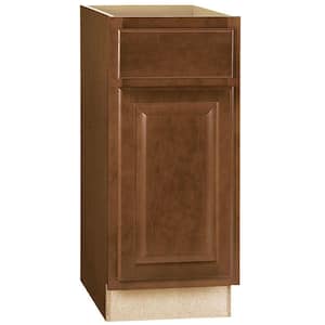 Hampton 15 in. W x 24 in. D x 34.5 in. H Assembled Base Kitchen Cabinet in Cognac with Ball-Bearing Drawer Glides