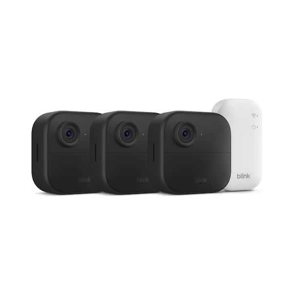 Outdoor 4 - Wireless Battery Operated Smart Security Camera System with 3 - Cameras and Included Sync Module Core, Black