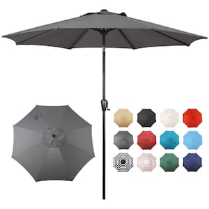 9 ft. Round 8-Rib Steel Market Patio Umbrella in Grey