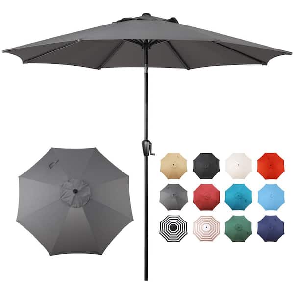Sun-Ray 9 ft. Round 8-Rib Steel Market Patio Umbrella in Grey