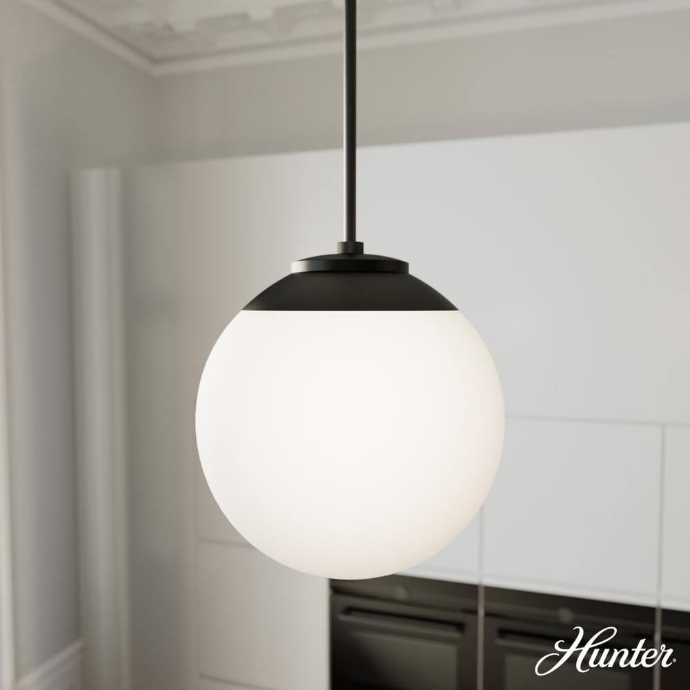 Matte Black and White Glass Globe Pendant Light