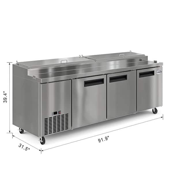 Koolmore 47 in. W 10 Cu. ft. Refrigerated Food Prep Station Table with Mega Top Surface in Stainless Steel, Silver