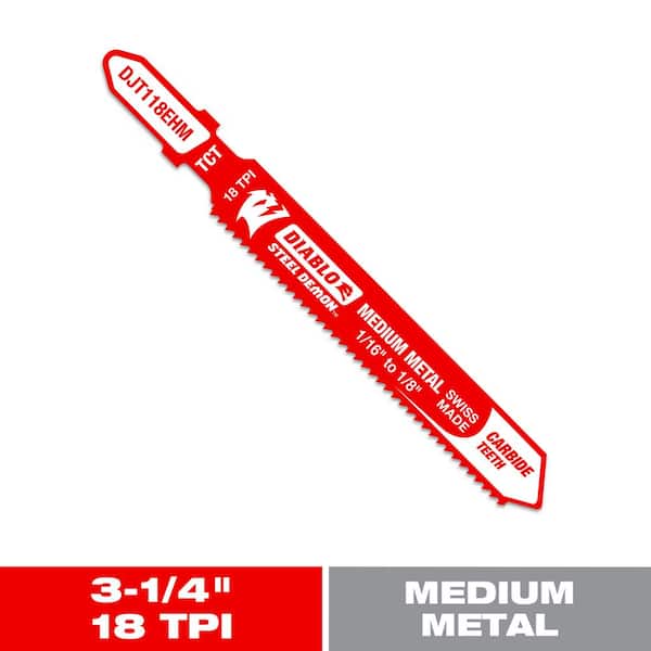 DIABLO 3-1/4 in. 18 TPI Carbide T-Shank Jig Saw Blade for Medium Metal