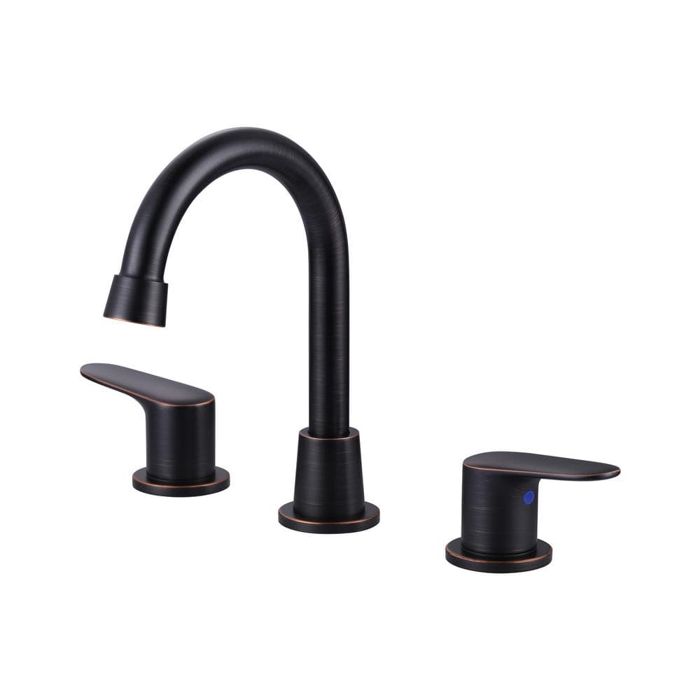 Oil Rubbed Bronze 8-Inch Widespread Double Handle Bathroom Faucet