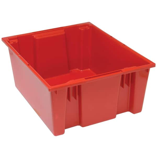 QUANTUM STORAGE SYSTEMS 15 Gal. Genuine Stack and Nest Tote in Red (Lid Sold Separately) (3-Carton)